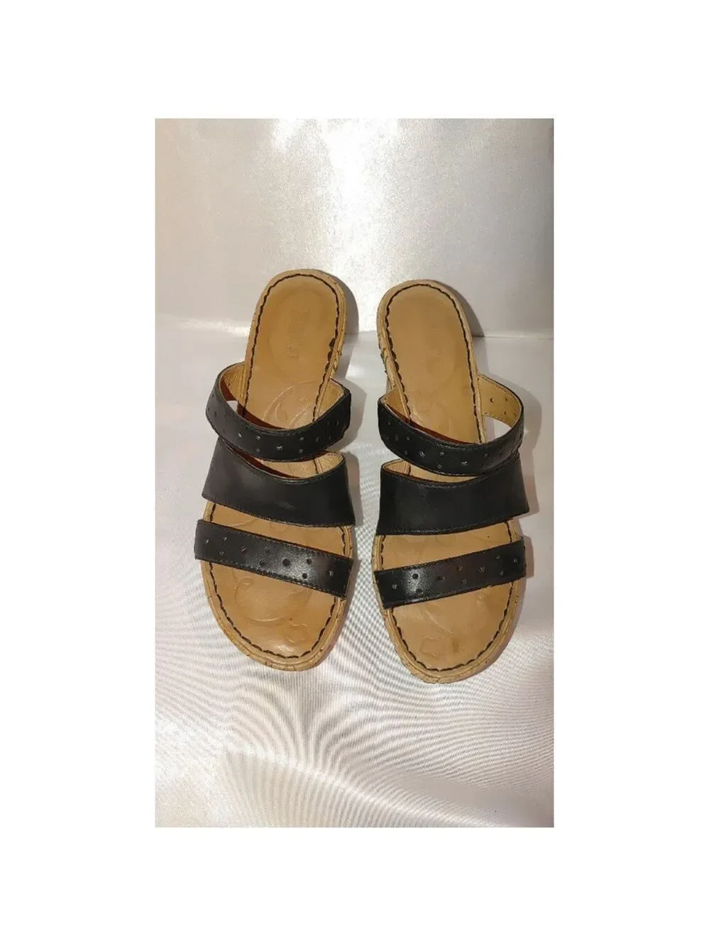 Born Marjorie Leather Cork Wedge Sandals Size 6